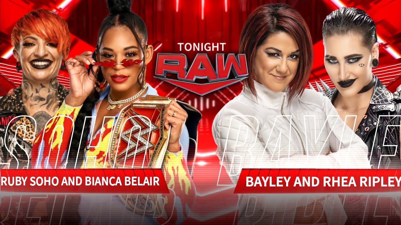 Ruby Riott Rhea Ripley RAW || BIANCA BELAIR AND RUBY SOHO VS BAYLEY AND RHEA RIPLEY || TAG ...