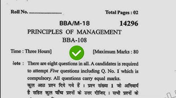 2018 Kuk BBA 2nd Sem Princple of Management Question Paper