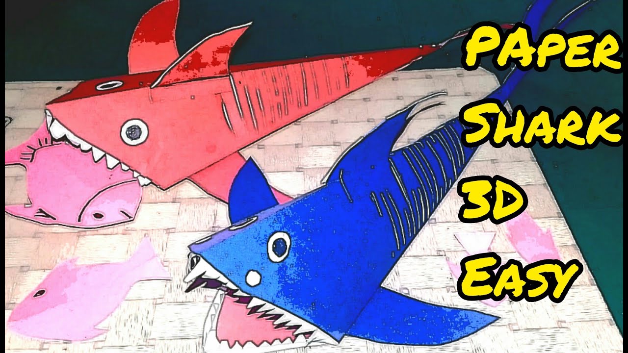 How to Make Paper Shark 3D  easy Membuat Hiu kertas  