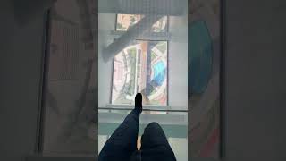 Dangerous glass bridge walk on top of Dubai Frame #adventure #travel #dubai #subscribe #shorts