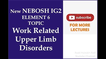 Lecture 25 New NEBOSH ig2 Element 6 Topic WRULDs (Work Related Upper Limb Disorders)