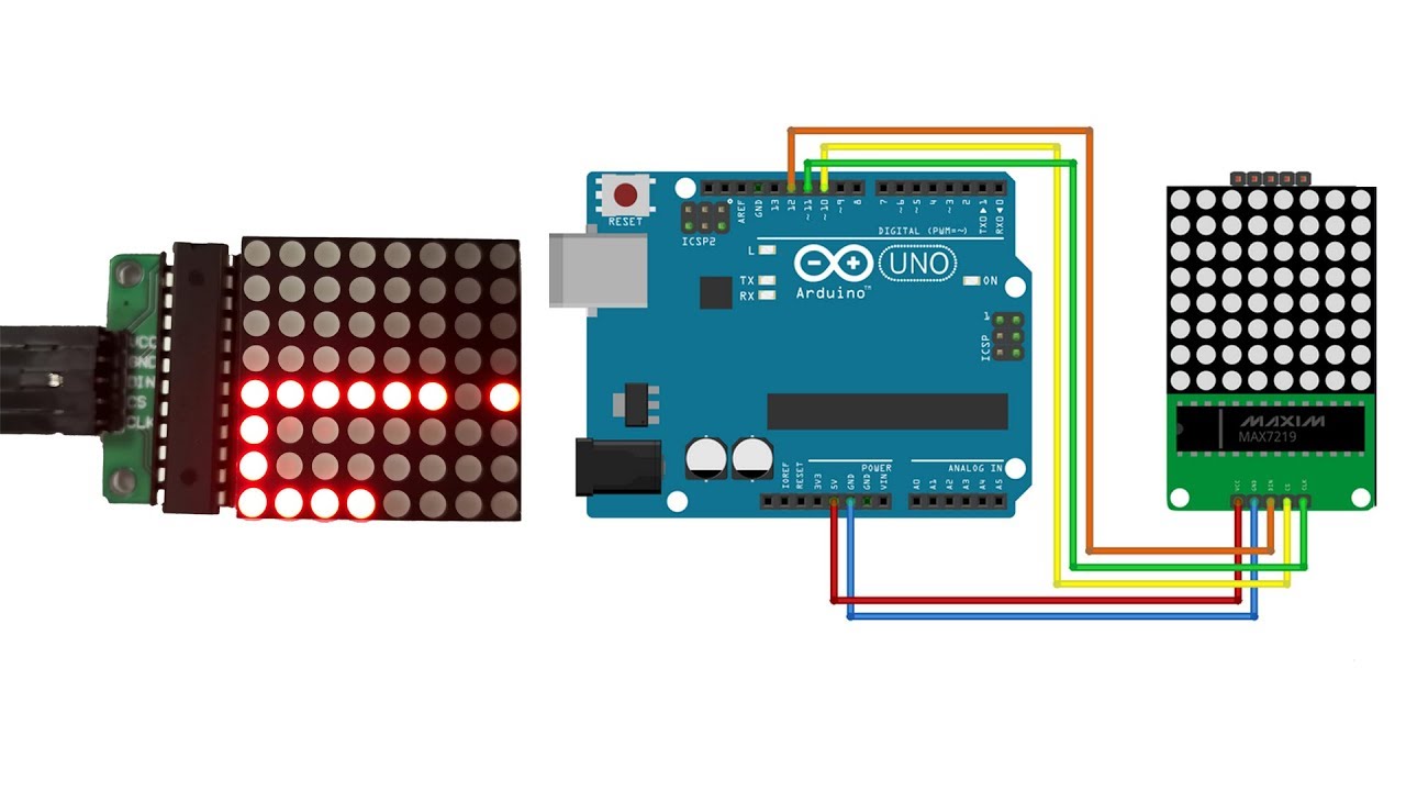 Snake (Arduino + 8x8 led matrix) - MAX7219 - YouTube