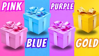 🤩 Choose your gift🎁✨️ 4 gift box challenge | Pink Blue Purple Gold #pickonekickone #giftboxchallenge