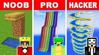 Minecraft NOOB vs PRO vs HACKER: WATER PARK BUILD CHALLENGE