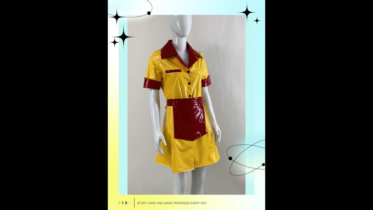 Latex Look Short Sleeve French Maid Uniform 