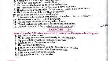 Transformation exercise 7B | Transformation of sentence | he is not so wise as you |  Exercise 7B