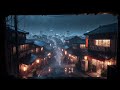 Rainy Japanese Night Town 🌧️ Cozy Lantern Street Ambience with Soft Piano (No Ads)
