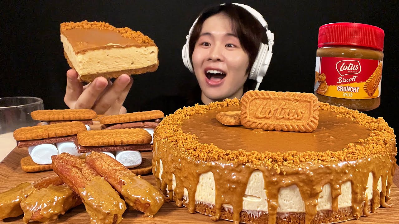 АСМР чизкейк «Лотос»‼️【субтитры/Мукбанг/Звуки еды】