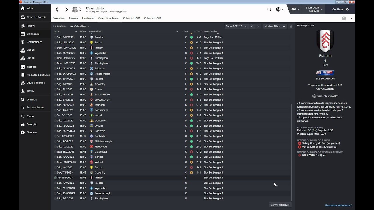 FM2016 - 22/23 - Carreira Weston Super Mare 4/5