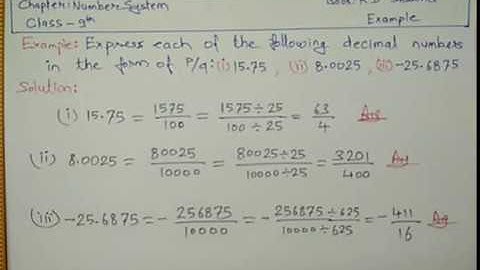 rational number decimal form to p/q form || class 9 maths number system book r d sharma