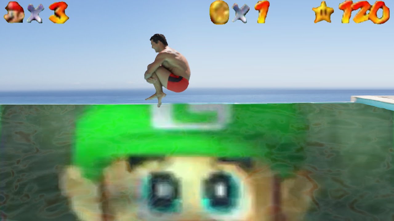Man Jumping In The Pool And Unlocks Luigi - YouTube