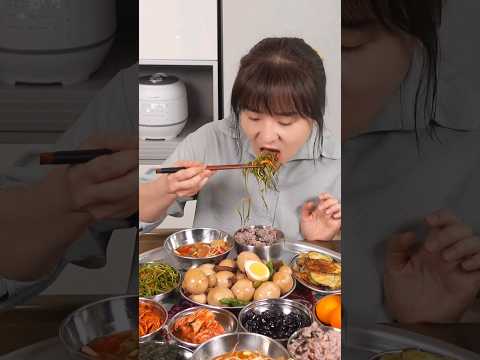 푸짐한 혼밥 먹방(계란장조림, 오징어뭇국, 세발나물무침, 진미채, 콩조림) #mukbang #집밥먹방