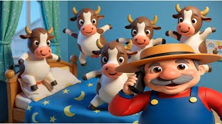 Five Little Cows Jumping on the Bed | Old MacDonald Farm Song | Little Bee
