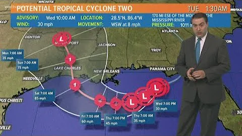 Potential Tropical Storm Barry forecast track (10AM Wednesday)