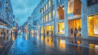 ☔ 2 Hours of London Rain  Autumn Evening Rain Walk of Wet London Streets  4K Binaural