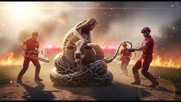 “Fearless Rescue Team vs Giant Python — Saving the Helpless Cow 🐍🐄”