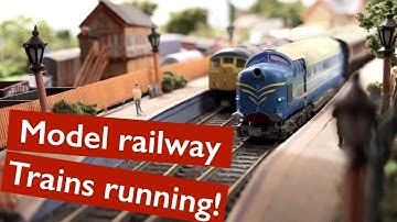 Model railway layout, trains running!  Model trains running on my uk layout.