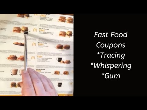 ASMR Fast Food Coupons | Tracing | Whispering | Gum Chewing