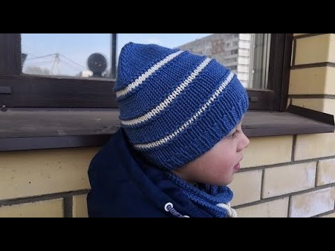 Шапочка вязаная спицами для мальчика 4 лет