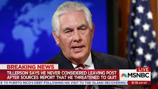 US Secretary of State Tillerson won't say if he called Trump a "f**king moron"