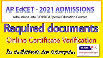 APEdCET-2021 online Certificate verification Required Documents Detailed Explanation by Satya