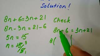 Solve for unknown and check solution#MathMarrow#Linear equations isolation to equation.
