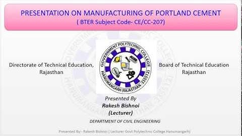 1 MANUFACTURING OF PORTLAND CEMENT GPC HANUMANGARH