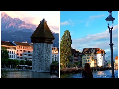 Switzerland,Luzern Chapel Bridge Evening Walking Tour#luzernchapelbridgeswitzerland