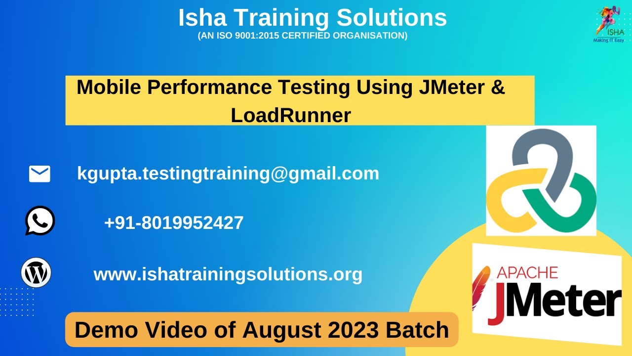 Mobile P.T Using JMeter & LoadRunner Demo on 9th August .whatsapp us on ...