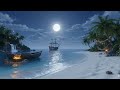 Fantasy Moonlit Treasure Cove 4K | Tropical Pirate Beach Ambience (3H)