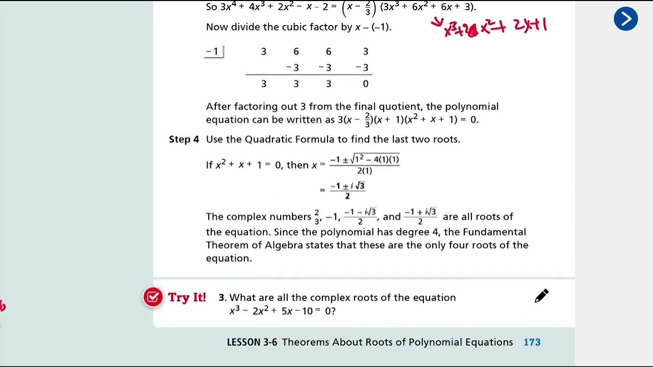 Envision algebra 2 lesson 3 6 theorems about roots of polynomial