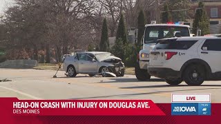 Part of Douglas Avenue in Des Moines closed for crash response