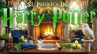 St. Patrick’s Day in Ravenclaw Common Room🔥☘️ Cozy Hogwarts Fireplace Ambience | Harry Potter Music