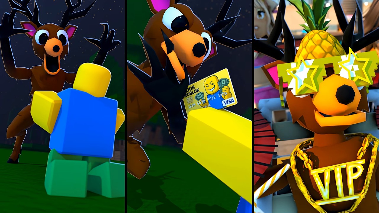 When DEER Tries to Kill Noob in the 99 Nights Forest 🦌😱 - Roblox Dead Rails