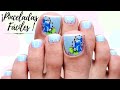😍 Diseño de uñas azules con flores fáciles.💙🌸 | TUTORIAL