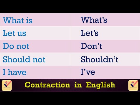 Contractions : 70+ Contractions in English | Contraction Words | Contracted forms of Verbs