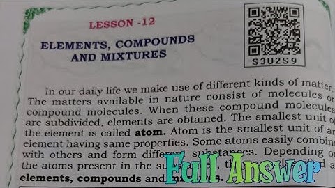 || 5th STD EVS|| lesson -12 Elements, compounds and Mixtures|| full answer