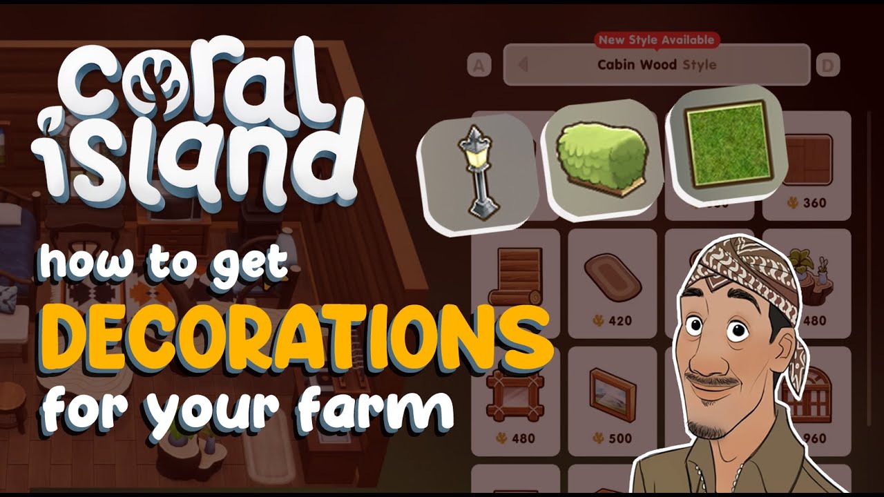 How to get decorations for your Coral Island Farm // The GRASS path
