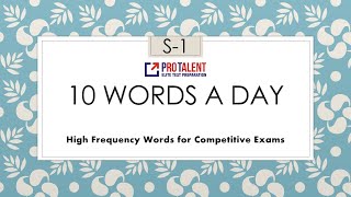 10 Words a Day I Vocabulary Development Session 1 - A must for Competitive Exams