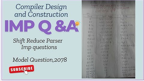 Stack implementation of Shift Reduce Parser || 2078 Solution || #importantquestions
