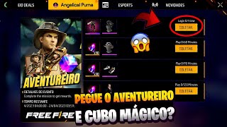 CORREE!! PEGUE O AVENTUREIRO? SKIN DOS ESTILHAÇOS? SOMBRA ROXA E CUBO MÁGICO GRÁTIS - FREE FIRE