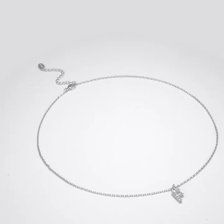 Pave Initial Necklace Letter F  Created with Zircondia® Crystals by Philip Jones Jewellery