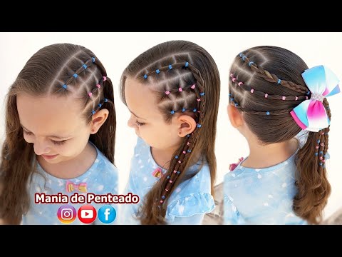 2 braids to pony  Penteado infantil simples, Penteados infantis