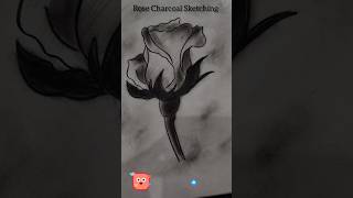 Easy Rose Charcoal Sketching 🌹✏️#shorts