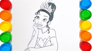 Princess Tiana  Drawing Painting & Coloring for Kids and Toddlers|Disney Princess Coloring Pages