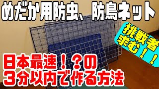 【メダカ便利グッズ】めだか用防虫、防鳥ネットをサクッと作ってトンボ、鳥からめだかを守る