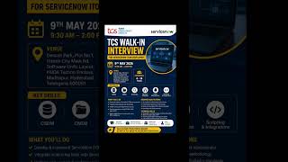 TCS Hiring NOW 🚀 ServiceNow ITOM Developer Walk-in (9th May 2026)