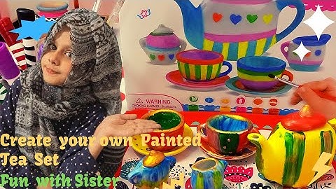 Create your own Painted Tea Set | Easy Acrylic Painting | Fun with Sister | Miniature Tea Set