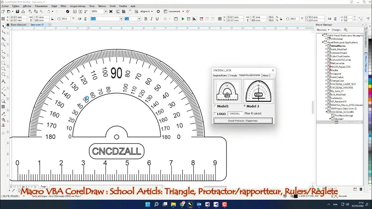 Corel draw Macro for quick drawing Rulers, Triangle and protractor