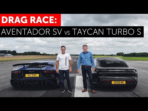 DRAG RACE. Full Launch Control! Porsche Taycan Turbo S vs Lamborghini Aventador SV